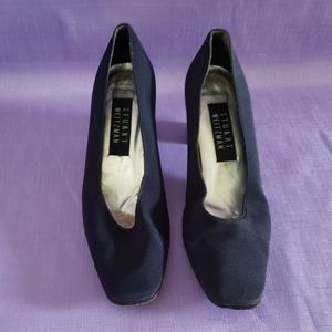 Stuart Weitzman Size 6 Navy Blue Satin Pumps 2.25"